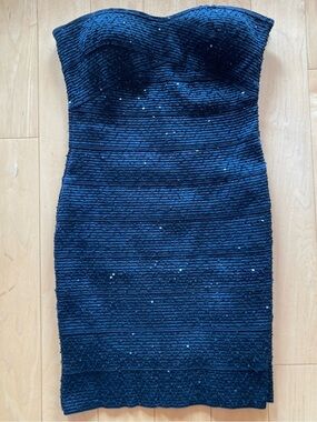 Forever 21 Strapless Black Sequin Textured Bodycon Dress